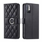 For Redmi Note 10 5G / 10T 5G Ring Buckle Rhombic Leather Phone Case(Black) - 1