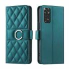 For Redmi Note 11S / 11 4G Global Ring Buckle Rhombic Leather Phone Case(Green) - 1