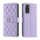 For Redmi Note 11S / 11 4G Global Ring Buckle Rhombic Leather Phone Case(Purple) - 1