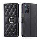 For Redmi Note 11 Pro 4G / 5G Global Ring Buckle Rhombic Leather Phone Case(Black) - 1