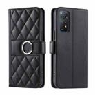 For Redmi Note 12 Pro 4G Global Ring Buckle Rhombic Leather Phone Case(Black) - 1