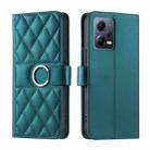 For Redmi Note 12 5G Global Ring Buckle Rhombic Leather Phone Case(Green) - 1