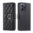 For Redmi Note 12 Pro 5G Global Ring Buckle Rhombic Leather Phone Case(Black) - 1