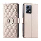 For Redmi Note 12 Pro 5G Global Ring Buckle Rhombic Leather Phone Case(Rose Gold) - 1