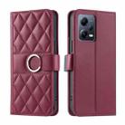 For Redmi Note 12 Pro+ 5G Global Ring Buckle Rhombic Leather Phone Case(Red) - 1