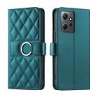 For Redmi Note 12 4G Global Ring Buckle Rhombic Leather Phone Case(Green) - 1