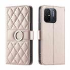 For Redmi 11A 4G Global Ring Buckle Rhombic Leather Phone Case(Rose Gold) - 1