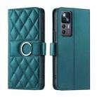 For Redmi K50 Ultra Ring Buckle Rhombic Leather Phone Case(Green) - 1