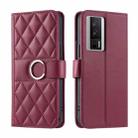 For Redmi K60 / K60 Pro Ring Buckle Rhombic Leather Phone Case(Red) - 1
