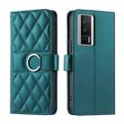 For Redmi K60 / K60 Pro Ring Buckle Rhombic Leather Phone Case(Green) - 1
