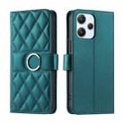 For Redmi 12 4G / 5G Ring Buckle Rhombic Leather Phone Case(Green) - 1