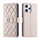 For Redmi 12 4G / 5G Ring Buckle Rhombic Leather Phone Case(Rose Gold) - 1