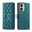 For Redmi 13C 4G Global Ring Buckle Rhombic Leather Phone Case(Green) - 1