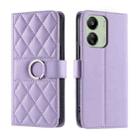 For Redmi 13C 4G Global Ring Buckle Rhombic Leather Phone Case(Purple) - 1