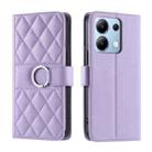 For Redmi Note 13 4G Ring Buckle Rhombic Leather Phone Case(Purple) - 1