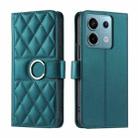 For Redmi Note 13 5G Ring Buckle Rhombic Leather Phone Case(Green) - 1