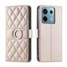 For Redmi Note 13 5G Ring Buckle Rhombic Leather Phone Case(Rose Gold) - 1