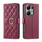 For Redmi Note 13 Pro 4G Ring Buckle Rhombic Leather Phone Case(Red) - 1