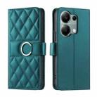 For Redmi Note 13 Pro 4G Ring Buckle Rhombic Leather Phone Case(Green) - 1