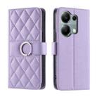 For Redmi Note 13 Pro 4G Ring Buckle Rhombic Leather Phone Case(Purple) - 1