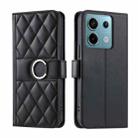 For Redmi Note 13 Pro 5G Ring Buckle Rhombic Leather Phone Case(Black) - 1