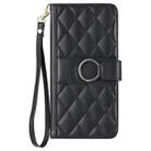 For Redmi Note 13 Pro 5G Ring Buckle Rhombic Leather Phone Case(Black) - 2