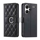 For Redmi Note 13 Pro+ 5G Ring Buckle Rhombic Leather Phone Case(Black) - 1
