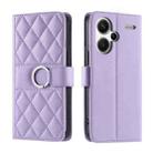 For Redmi Note 13 Pro+ 5G Ring Buckle Rhombic Leather Phone Case(Purple) - 1