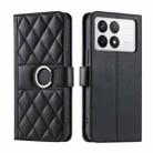 For Redmi K70 Ring Buckle Rhombic Leather Phone Case(Black) - 1