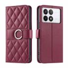 For Redmi K70E Ring Buckle Rhombic Leather Phone Case(Red) - 1