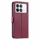 For Redmi K70E Ring Buckle Rhombic Leather Phone Case(Red) - 3