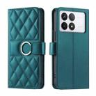 For Redmi K70E Ring Buckle Rhombic Leather Phone Case(Green) - 1