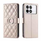 For Redmi K70E Ring Buckle Rhombic Leather Phone Case(Rose Gold) - 1