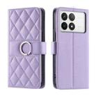 For Redmi K70E Ring Buckle Rhombic Leather Phone Case(Purple) - 1