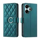 For Redmi 13 4G Global Ring Buckle Rhombic Leather Phone Case(Green) - 1