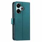 For Redmi 13 4G Global Ring Buckle Rhombic Leather Phone Case(Green) - 3