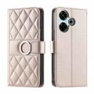 For Redmi 13 4G Global Ring Buckle Rhombic Leather Phone Case(Rose Gold) - 1