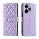 For Redmi 13 4G Global Ring Buckle Rhombic Leather Phone Case(Purple) - 1