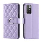 For Redmi 10 4G / 10 Prime Ring Buckle Rhombic Leather Phone Case(Purple) - 1