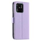 For Redmi 10C 4G Global / 10 India Ring Buckle Rhombic Leather Phone Case(Purple) - 3