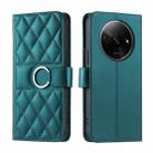 For Redmi A3 4G Global Ring Buckle Rhombic Leather Phone Case(Green) - 1