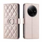 For Redmi A3 4G Global Ring Buckle Rhombic Leather Phone Case(Rose Gold) - 1