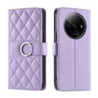 For Redmi A3 4G Global Ring Buckle Rhombic Leather Phone Case(Purple) - 1