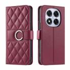 For Redmi Note 14 Pro 5G / 14 Pro+ 5G Ring Buckle Rhombic Leather Phone Case(Red) - 1