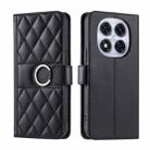 For Redmi Note 14 Pro 5G / 14 Pro+ 5G Ring Buckle Rhombic Leather Phone Case(Black) - 1