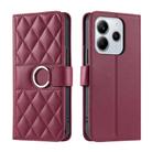 For Redmi Note 14 Pro 4G Global Ring Buckle Rhombic Leather Phone Case(Red) - 1