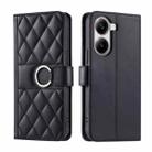 For Redmi Turbo 4 5G / Poco X7 Pro 5G Ring Buckle Rhombic Leather Phone Case(Black) - 1