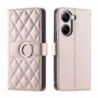 For Redmi Turbo 4 5G / Poco X7 Pro 5G Ring Buckle Rhombic Leather Phone Case(Rose Gold) - 1