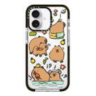 For iPhone 16 Simple Illustration Pattern Full Coverage Phone Case(Capybara B) - 1