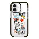 For iPhone 16 Simple Illustration Pattern Full Coverage Phone Case(Travel Ticket C) - 1